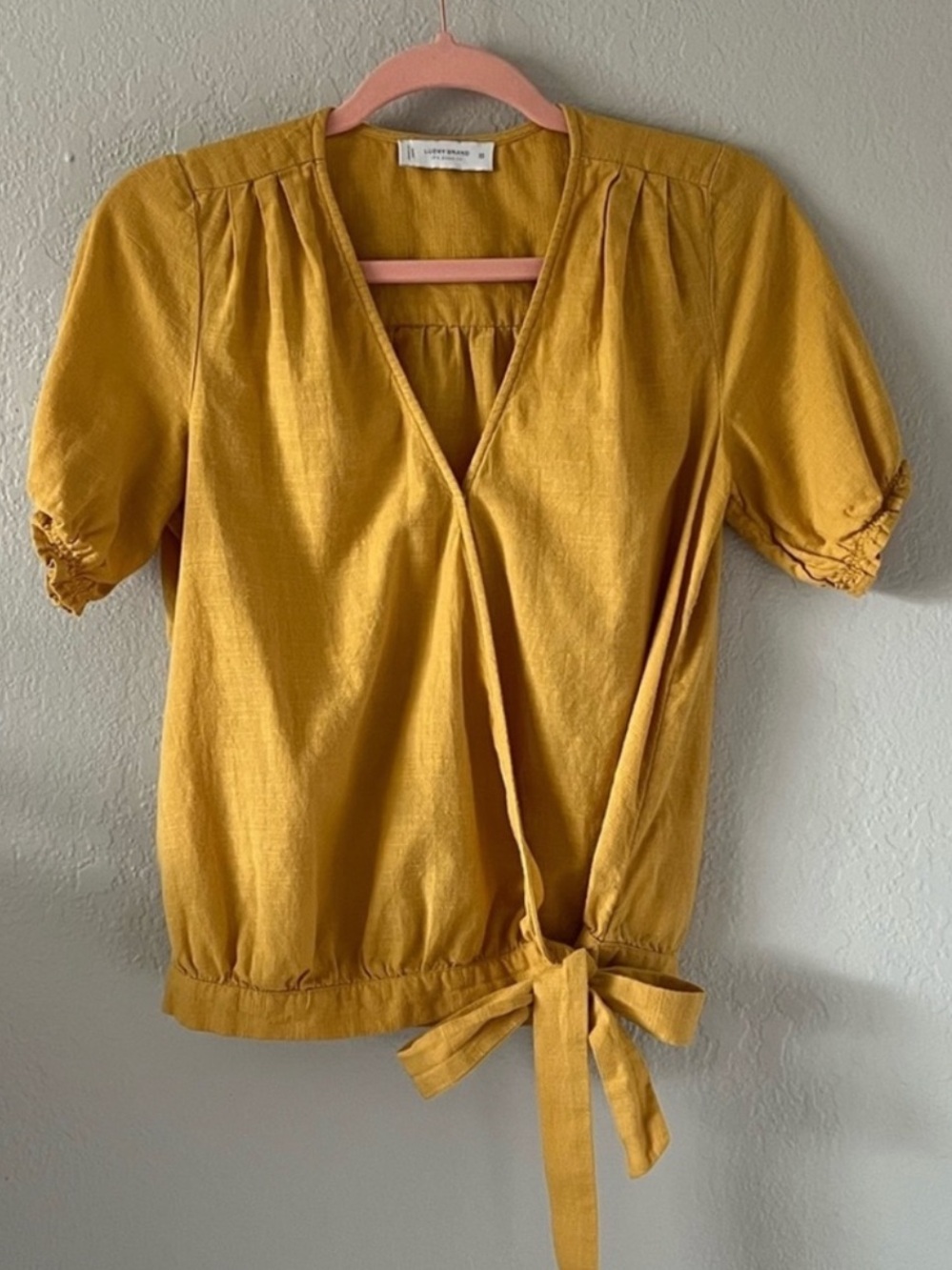 Lucky Brand Linen Wrap Top Side Bow